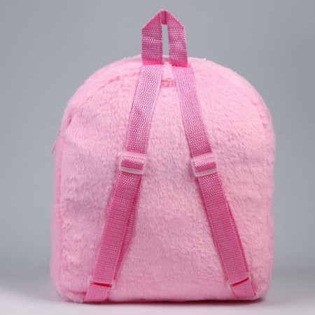 Baby backpack for the girl "Bear", plush, pink color-4