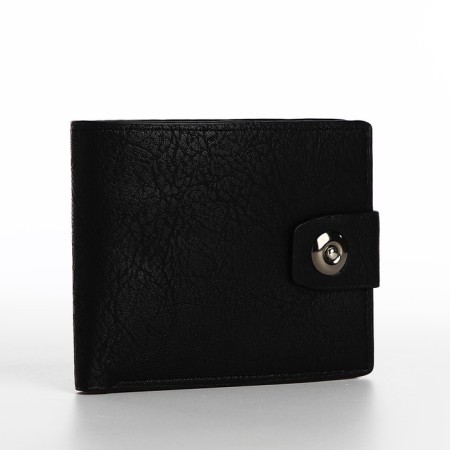 Male purse for magnet, department for bills, for maps, for coins, black color