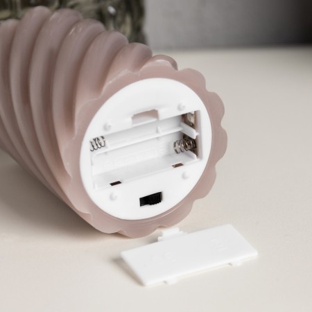 LED candle twisted lilac, 7.5 × 12.5 × 7.5 cm, plastic, wax, batteries AAAX2 (not complete), glow warm white-2