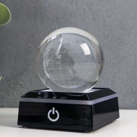 Souvenir glass backlight "Globe" D = 6 cm LED stand from 3AAA, USB wire 9x7x7 cm-1