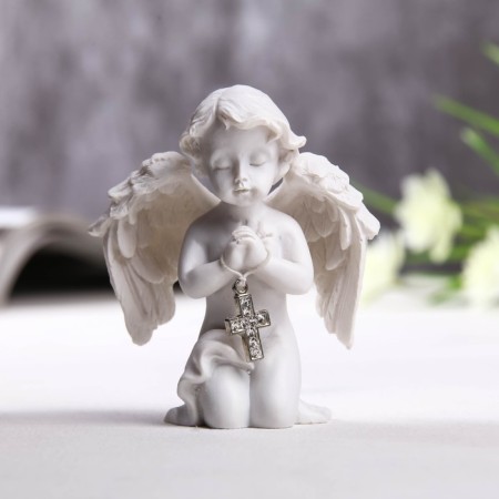 Polystone souvenir "Angel with a cross from rhinestones" 8x6.5x4 cm