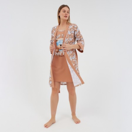 Female homemade set (robe/shirt), beige color, size 46-9