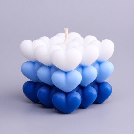 Figure candle "Babble Heart", 6x6 cm, white-blue-1