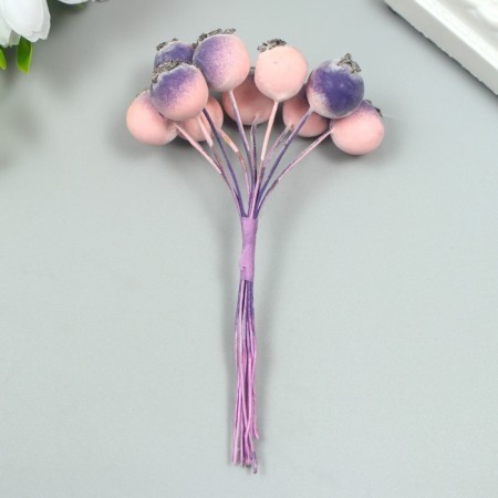 Decor for creativity "Berry of Rowan" 1 bouquet = 10 berries pink-violet yoke 10x1.5 cm-2