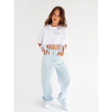 T -shirt for a girl shortened Amarobaby icon, height 116 cm, white color