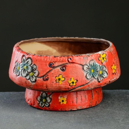 Pot "Branches" red, 13.5*13.5*5.5 cm-1