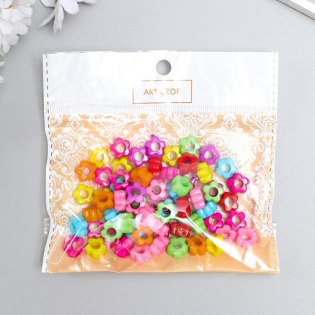 Beads for creativity plastic "Bright flowers" set 70 pcs 0.6x1x1 cm-2