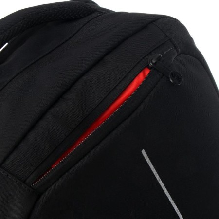 Youth backpack, 41.5 x 29 x 18 cm, Grizzly 134, ergonomic back, laptop compartment, black/red RU-134-1-7