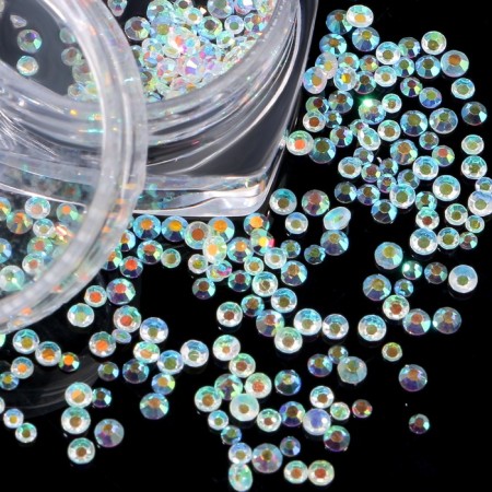 Rhinestones for decor, round, multi -size, transparent/holographic color