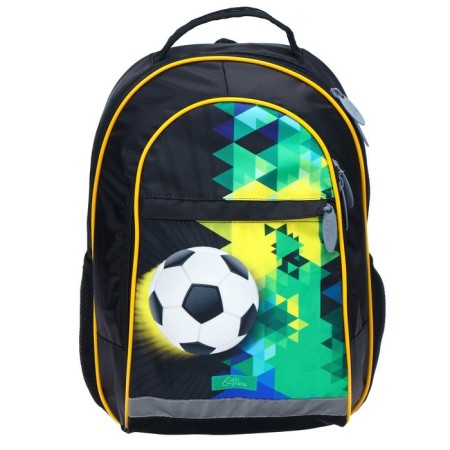 School backpack, 39 x 24 x 19 cm, ergonomic back, calligrata a "football", black-6