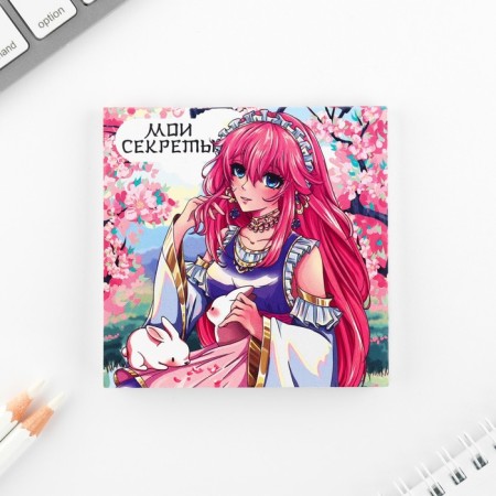 Gift set: notebook coloring and wax crayons "Anime"-3