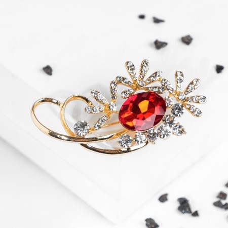 Brooch "Empress" Laksheri, red-white color in gold-2
