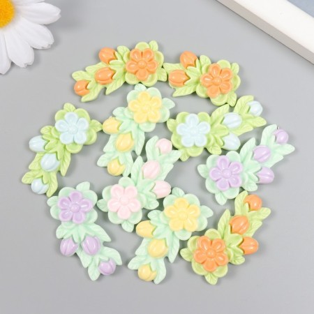 Decor for creativity Plastic "Flowers with flowers" MIX 4.2x1.9 cm