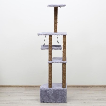 Complex for cats with a claw, corner, with a hammock, 48 x 48 x 171 cm, gray-3