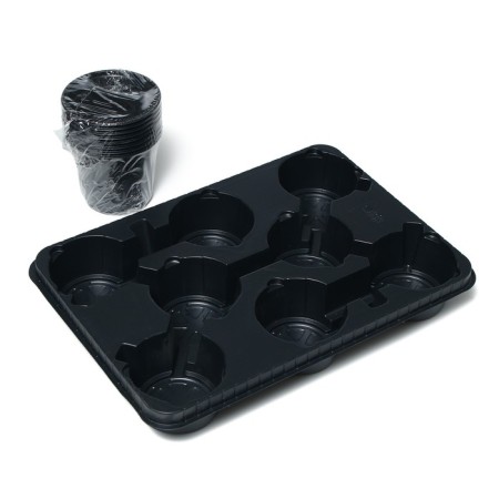 Set for seedlings: glasses of 520 ml (8 pcs), pan 40 × 30 cm, black, Greengo-13