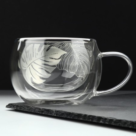 Glass mug with double walls "Tropics", 270 ml-1