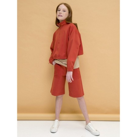 Sweatshirt for girls, height 146 cm, terracotta color-6