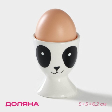 Top for eggs “Panda”, 5 × 5 × 6.2 cm, white color
