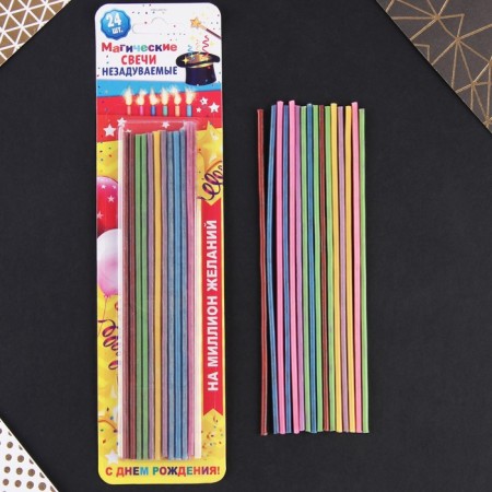 Candles for the cake Undamigated "multi -colored", 24 pcs., 24 x 6 cm.-1