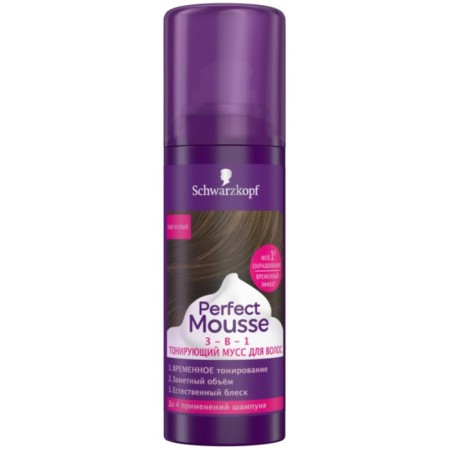 Hair mousse Perfect Mousse, 3 in 1, tinting, chestnut, 120 ml