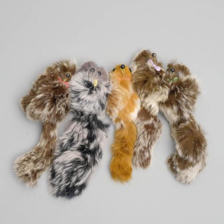 Mouse made of natural rabbit fur, 6 cm, mix of flowers-2