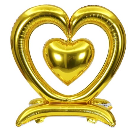 Foil ball 36 "Heart", on a stand, gold, under the air