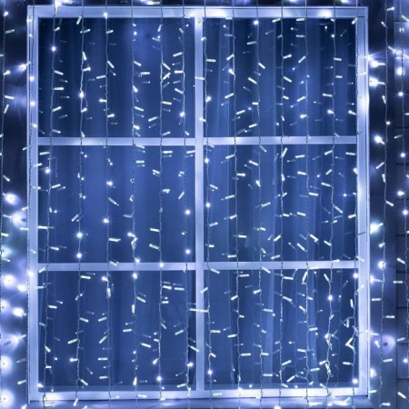 Garland "Curtain" 2 x 6 m, IP65, UMS, white thread, 1440 LED, white glow, white flicker, 220 V
