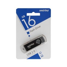 Flash drive Smartbuy Twist, 16 GB, USB 2.0, th he is up to 25 MB/s, PBU up to 15 Mb/s, black