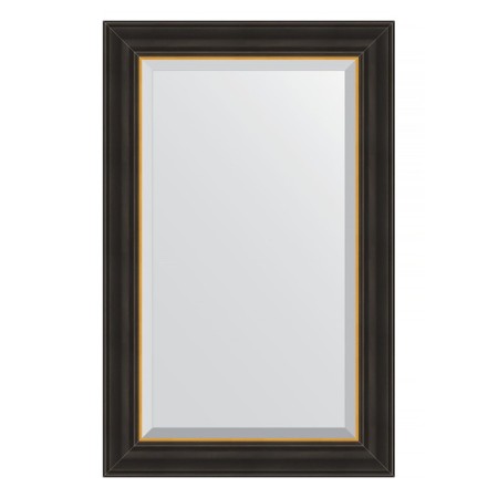 Mirror with fatset in a baguette frame, a black tree with gold 71 mm, 54x84 cm