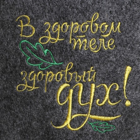 A cap for a bath with embroidery "in a healthy body, a healthy mind", gray-3