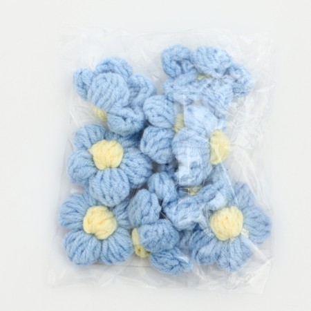 Knitted flower, set 10 pcs., Size 1 pc., 4 × 1.5 cm, blue color-4