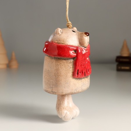 Ceramics "Bear in red scarf" 6.6x8x9 cm bell-1