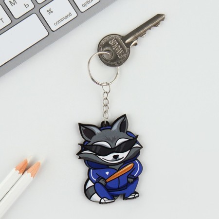 Key keychain wooden "raccoon", 4.7 x 6 cm-1