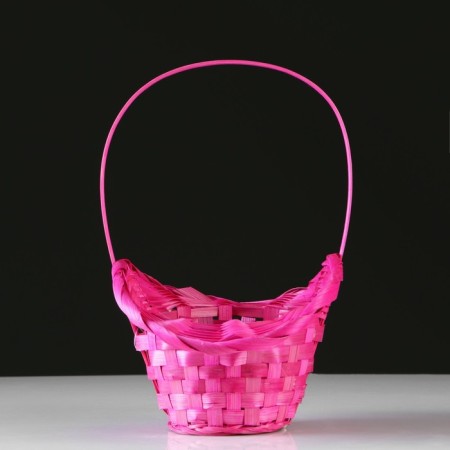 Wicker basket, bamboo, d21/13xh14/29 cm, pink