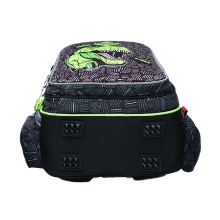 School backpack 40x33x15cm, ergonomic back, Across 410, gray/green-6