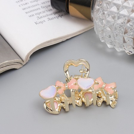 Hair crab "Chloe Galant" heart bows, 4.5 cm, gold-1