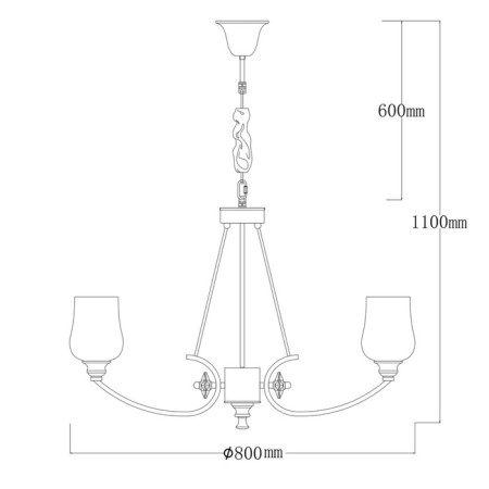 Palermo chandelier, size 80x110x80 cm, 320W 8xe27-3