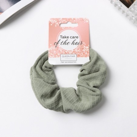 Hair elastic band "Orbit" Classic texture cage, 10 cm, green