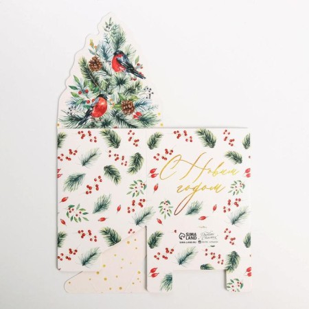 Box for mini-boots "Happy New Year", bullfinches, 12 x 17 x 10 cm, New Year-5
