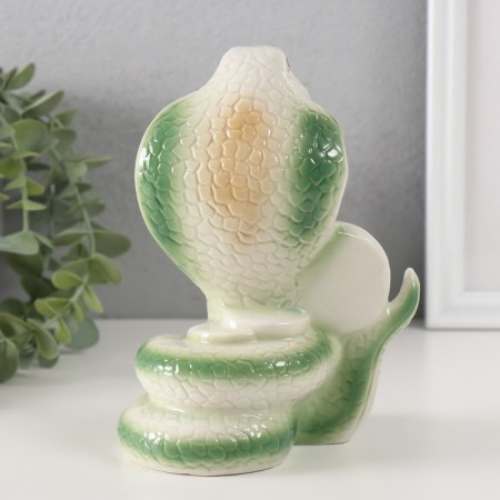 Souvenir Ceramics "Cobra with coins" light green with gold set 2 pcs 9x12.2x15.5 cm-2