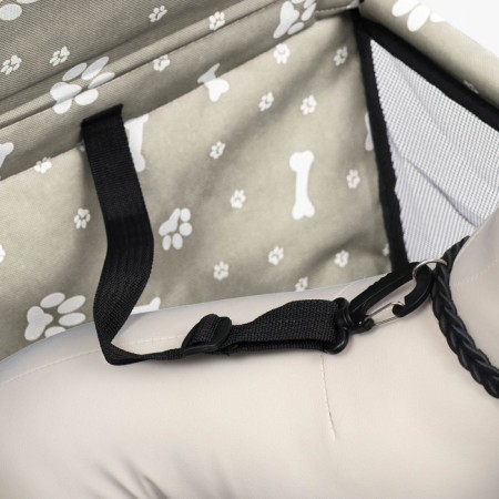 Car Seats for animals 40*30*25 cm, gray with white paws and bones-4