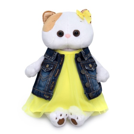 Soft toy "Lee-Lee in jeans vest and yellow dress", 27 cm-4