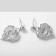 Emall earrings "heart" with tulips, white-black color in silver