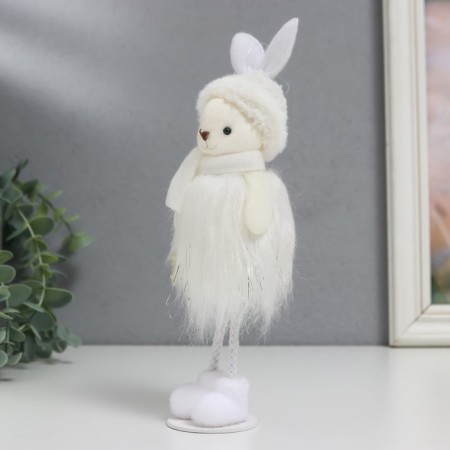 Souvenir "Bunny in a fluffy white fur coat and hat" 22.5 cm-2