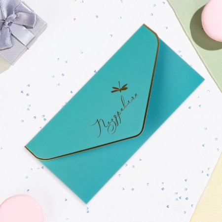 The envelope "Congratulations!" Cutting, embossing, software touch, blue background-3