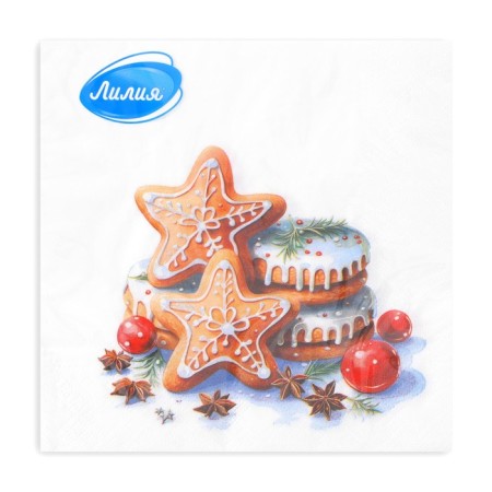 New Year's napkins Paper Lilia "Honey Gingerbread", 2 layers, 33x33 cm, 20 pcs-2