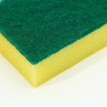 A dispenser for liquid soap with a sponge and a brush for dishes, white, 16 x 12 x 4 cm.-10