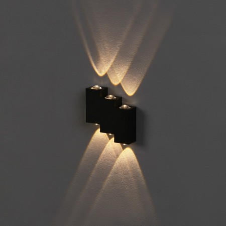 Facade lamp "Ray", FSD-011, 6 W, 3000K, 3 rays, IP65, 220 V, metal, black-1
