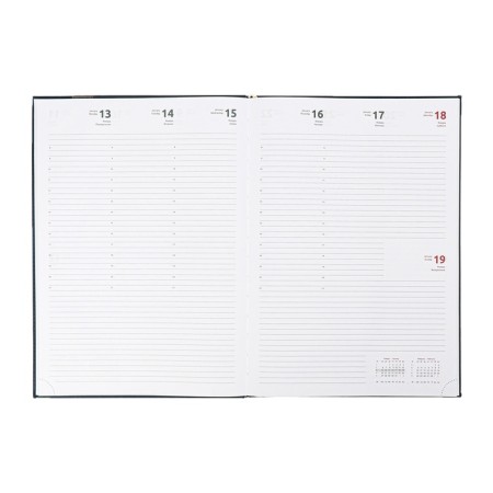 The weekly dated 2025, A4, 64 sheets, Devente.vertical, a hard cover of artificial leather with foam, lies, cream block 70 g/m2, blue-10
