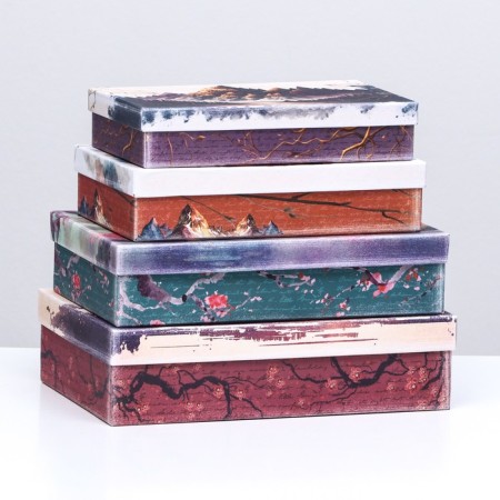 Set of rectangular boxes 4 in 1, "natural landscapes", 30 x 20 x 8 - 24 x 14 x 5 cm-2